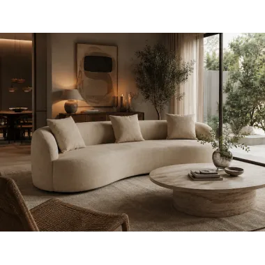Invicta Sofa ATELIER L 3 osobowa beżowy aksamit 230cm / 48358