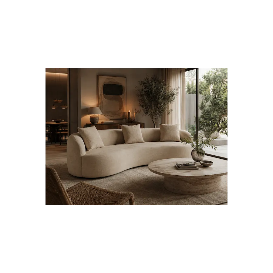 Invicta Sofa ATELIER L 3 osobowa beżowy aksamit 230cm / 48358