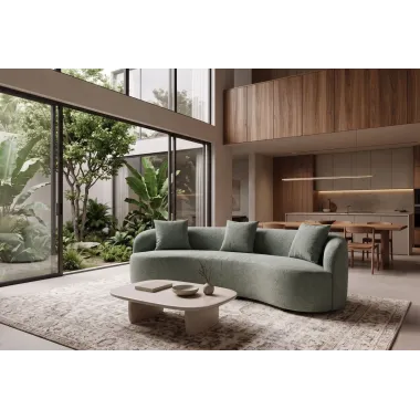 Invicta Sofa ATELIER L 3 osobowa zielony bouclé 230cm / 49130