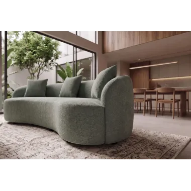 Invicta Sofa ATELIER L 3 osobowa zielony bouclé 230cm / 49130