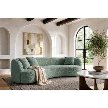 Invicta Sofa ATELIER L 3 osobowa zielony bouclé 230cm / 49130