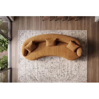 Invicta Sofa ATELIER L 3 osobowa musztardowo żółty aksamit 230cm / 49131