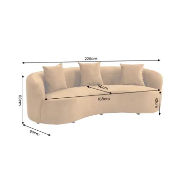 Invicta Sofa ATELIER L 3 osobowa musztardowo żółty aksamit 230cm / 49131
