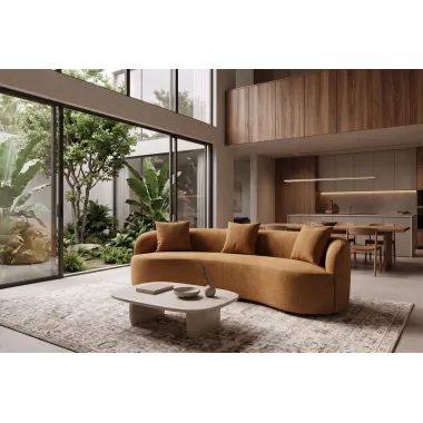 Invicta Sofa ATELIER L 3 osobowa musztardowo żółty aksamit 230cm / 49131