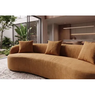 Invicta Sofa ATELIER L 3 osobowa musztardowo żółty aksamit 230cm / 49131