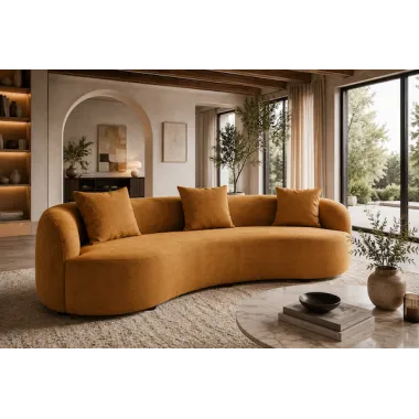 Invicta Sofa ATELIER L 3 osobowa musztardowo żółty aksamit 230cm / 49131