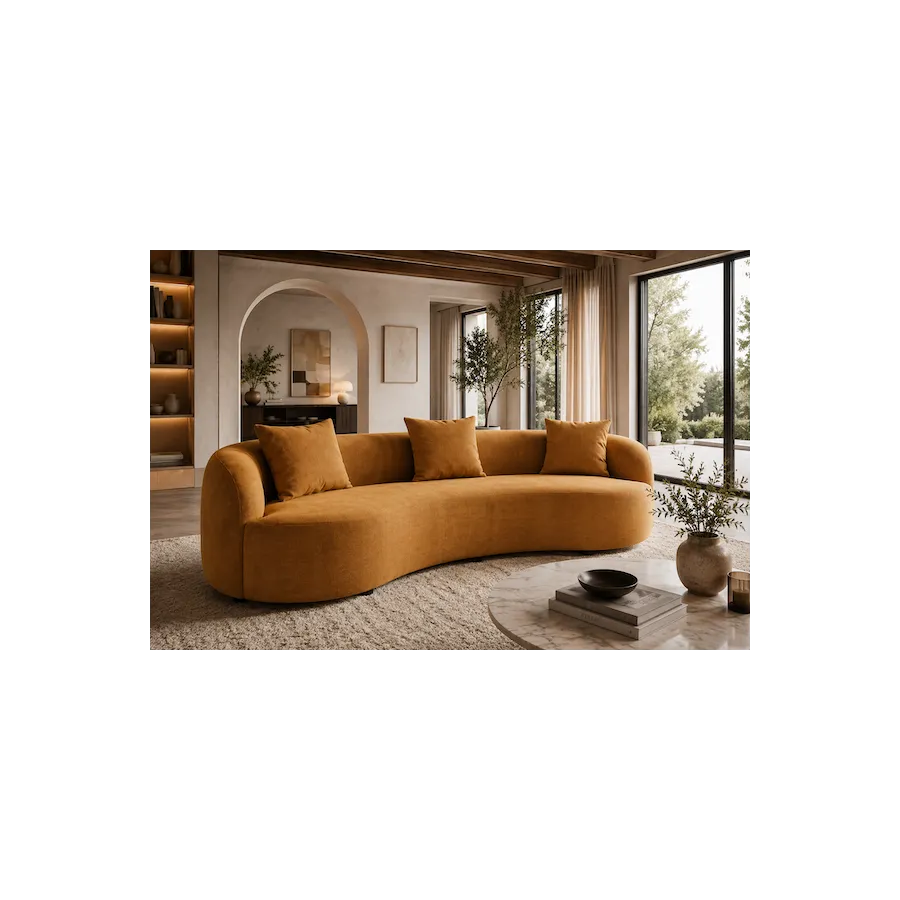 Invicta Sofa ATELIER L 3 osobowa musztardowo żółty aksamit 230cm / 49131