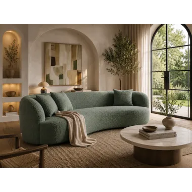 Invicta Sofa ATELIER L 3 osobowa zielony bouclé 230cm / 49130