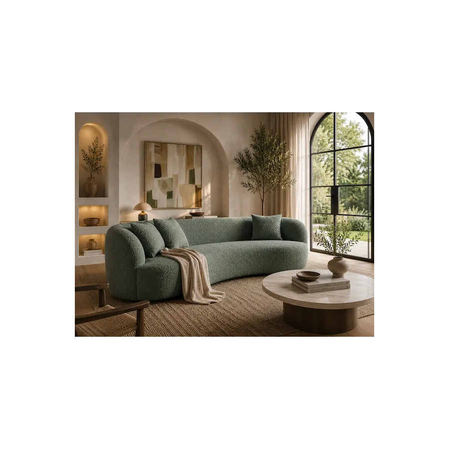 Invicta Sofa ATELIER L 3 osobowa zielony bouclé 230cm / 49130