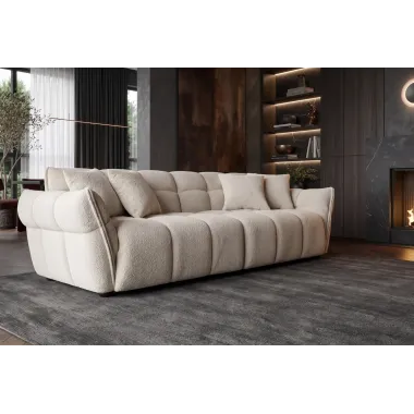 Invicta Sofa CLOUD 3 osobowa  XXL bouclé szampańsko szary 260 x 81 x 102cm / 44072