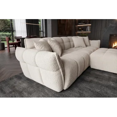Invicta Sofa CLOUD 3 osobowa  XXL bouclé szampańsko szary 260 x 81 x 102cm / 44072
