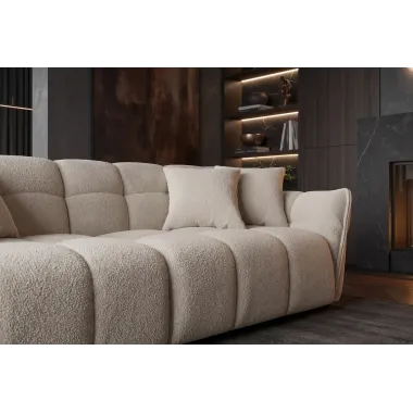 Invicta Sofa CLOUD 3 osobowa  XXL bouclé szampańsko szary 260 x 81 x 102cm / 44072