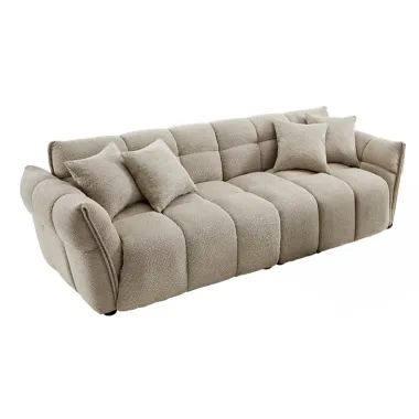 Invicta Sofa CLOUD 3 osobowa  XXL bouclé szampańsko szary 260 x 81 x 102cm / 44072