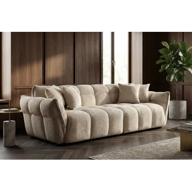 Invicta Sofa CLOUD 3 osobowa  XXL bouclé szampańsko szary 260 x 81 x 102cm / 44072