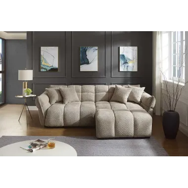 Invicta Sofa CLOUD 3 osobowa  XXL bouclé szampańsko szary 260 x 81 x 102cm / 44072
