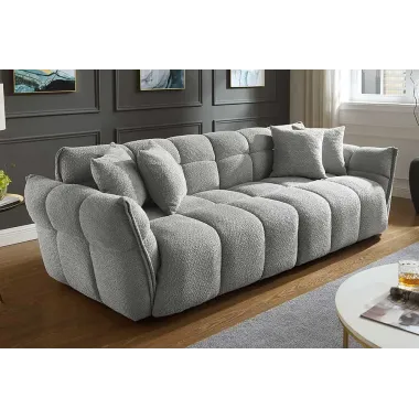 Invicta Sofa CLOUD 3 osobowa XXL bouclé szary 260 x 81 x 102cm / 44073