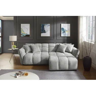 Invicta Sofa CLOUD 3 osobowa XXL bouclé szary 260 x 81 x 102cm / 44073