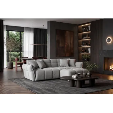 Invicta Sofa CLOUD 3 osobowa XXL bouclé szary 260 x 81 x 102cm / 44073