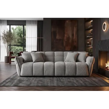 Invicta Sofa CLOUD 3 osobowa XXL bouclé szary 260 x 81 x 102cm / 44073