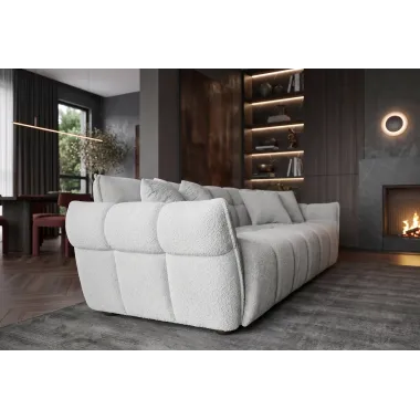 Invicta Sofa CLOUD 3 osobowa XXL bouclé szary 260 x 81 x 102cm / 44073