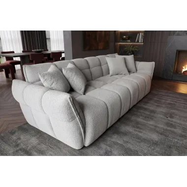 Invicta Sofa CLOUD 3 osobowa XXL bouclé szary 260 x 81 x 102cm / 44073