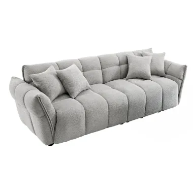 Invicta Sofa CLOUD 3 osobowa XXL bouclé szary 260 x 81 x 102cm / 44073