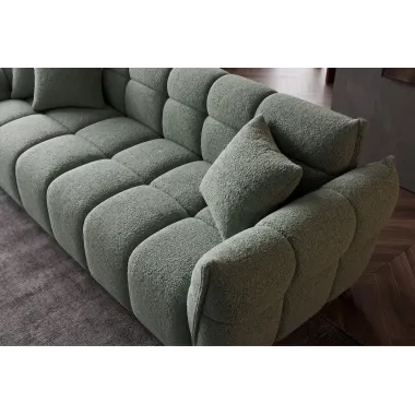 Invicta Sofa CLOUD 3 osobowa XXL bouclé zieleń szałwiowa 260 x 81 x 102cm / 44070