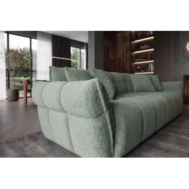 Invicta Sofa CLOUD 3 osobowa XXL bouclé zieleń szałwiowa 260 x 81 x 102cm / 44070