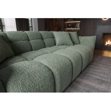 Invicta Sofa CLOUD 3 osobowa XXL bouclé zieleń szałwiowa 260 x 81 x 102cm / 44070