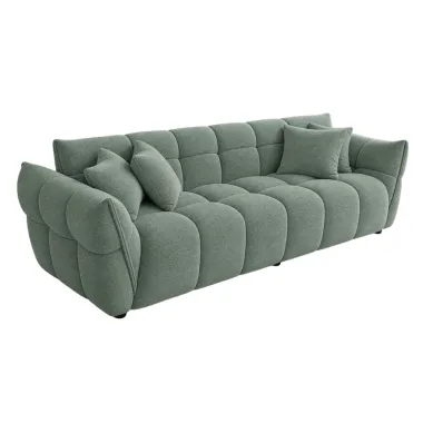 Invicta Sofa CLOUD 3 osobowa XXL bouclé zieleń szałwiowa 260 x 81 x 102cm / 44070