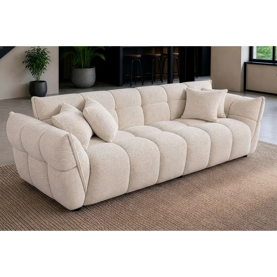 Invicta Sofa CLOUD 3 osobowa XXL bouclé tweed beżowy 260 x 81 x 102cm / 49012
