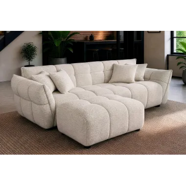 Invicta Sofa CLOUD 3 osobowa XXL bouclé tweed beżowy 260 x 81 x 102cm / 49012
