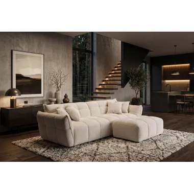 Invicta Sofa CLOUD 3 osobowa XXL bouclé tweed beżowy 260 x 81 x 102cm / 49012