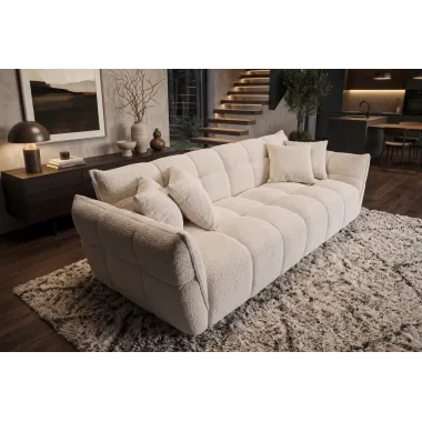 Invicta Sofa CLOUD 3 osobowa XXL bouclé tweed beżowy 260 x 81 x 102cm / 49012