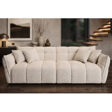 Invicta Sofa CLOUD 3 osobowa XXL bouclé tweed beżowy 260 x 81 x 102cm / 49012