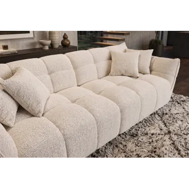 Invicta Sofa CLOUD 3 osobowa XXL bouclé tweed beżowy 260 x 81 x 102cm / 49012