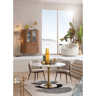 Kare Stół INVITATION set white brass Ø 120cm / 85958