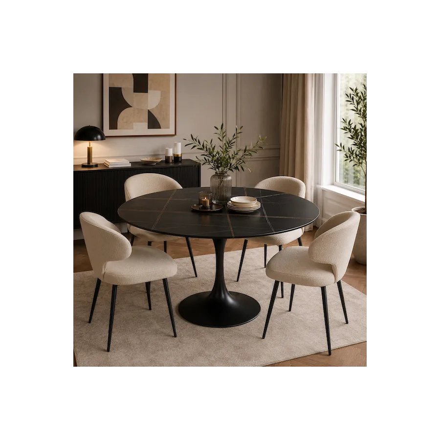 Kare Stół INVITATION ceramic black black Ø 120cm / 70496