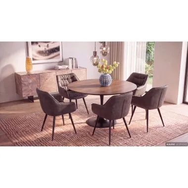 Kare Stół INVITATION set walnut black Ø 120cm / 84403