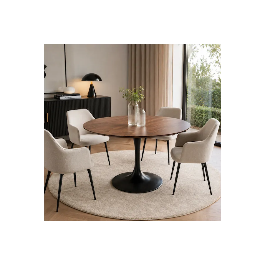 Kare Stół INVITATION set walnut black Ø 120cm / 84403