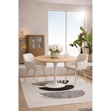 Kare Stół INVITATION set oak white Ø 120cm / 84401