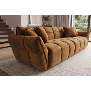 Invicta Sofa CLOUD 3 osobowa XXL musztardowo żółty aksamit 260 x 81 x 102cm / 49024