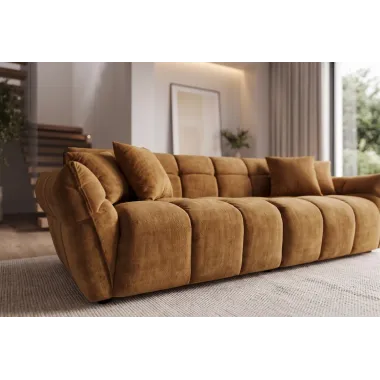 Invicta Sofa CLOUD 3 osobowa XXL musztardowo żółty aksamit 260 x 81 x 102cm / 49024