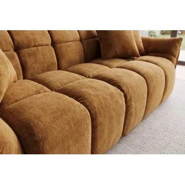 Invicta Sofa CLOUD 3 osobowa XXL musztardowo żółty aksamit 260 x 81 x 102cm / 49024
