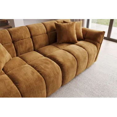 Invicta Sofa CLOUD 3 osobowa XXL musztardowo żółty aksamit 260 x 81 x 102cm / 49024