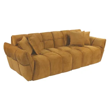 Invicta Sofa CLOUD 3 osobowa XXL musztardowo żółty aksamit 260 x 81 x 102cm / 49024