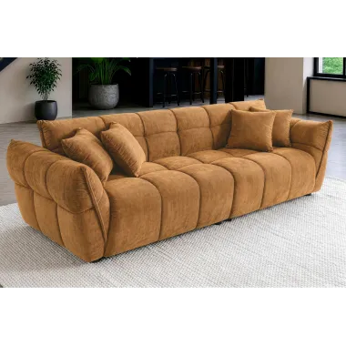 Invicta Sofa CLOUD 3 osobowa XXL musztardowo żółty aksamit 260 x 81 x 102cm / 49024