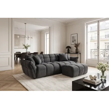 Invicta Sofa CLOUD 3 osobowa XXL szary aksamit 260 x 81 x 102cm / 49022