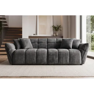 Invicta Sofa CLOUD 3 osobowa XXL szary aksamit 260 x 81 x 102cm / 49022