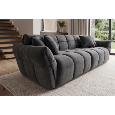 Invicta Sofa CLOUD 3 osobowa XXL szary aksamit 260 x 81 x 102cm / 49022